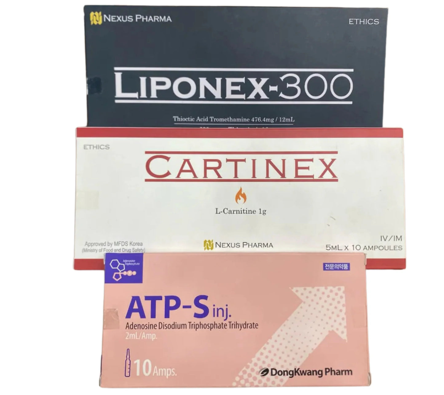 Premium Wellness Injection Trio: Cartinex, Liponex 300, and ATP-S Combo - The Aesthetic Studio